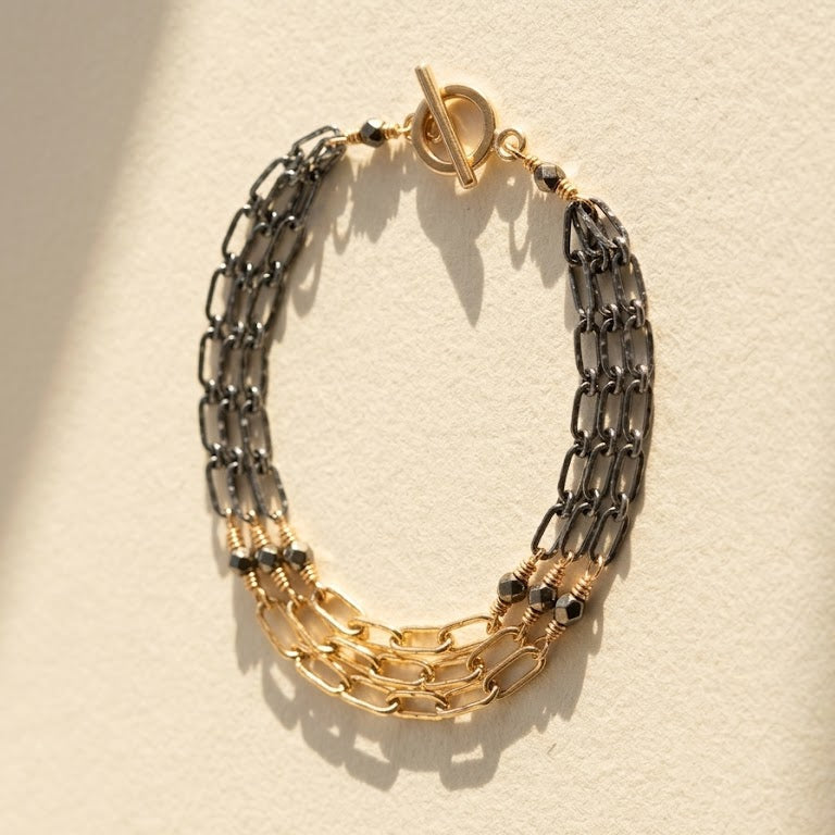 Two-Tone Hammered Chain Bracelet