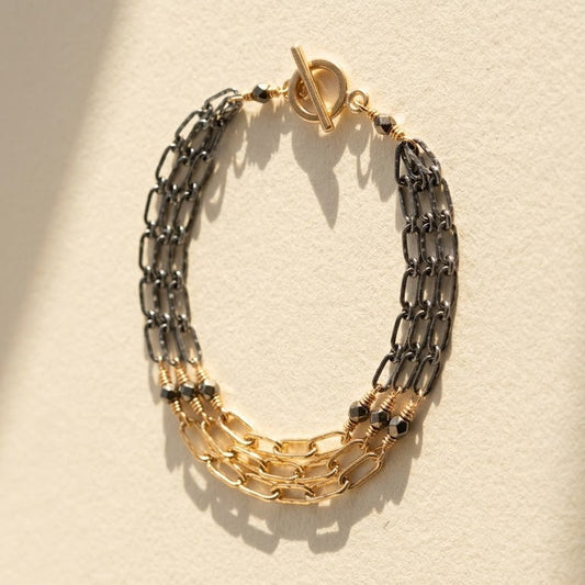 Two-Tone Hammered Chain Bracelet