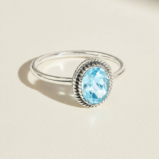 Sky Blue Topaz Gemstone Ring