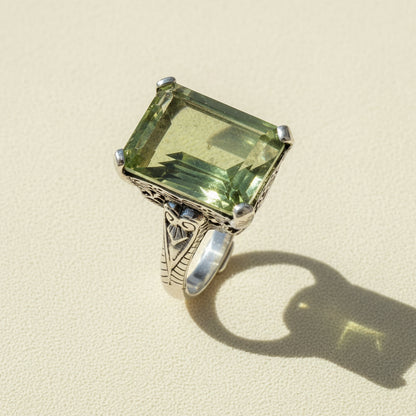 Green Amethyst Filigree Statement Ring
