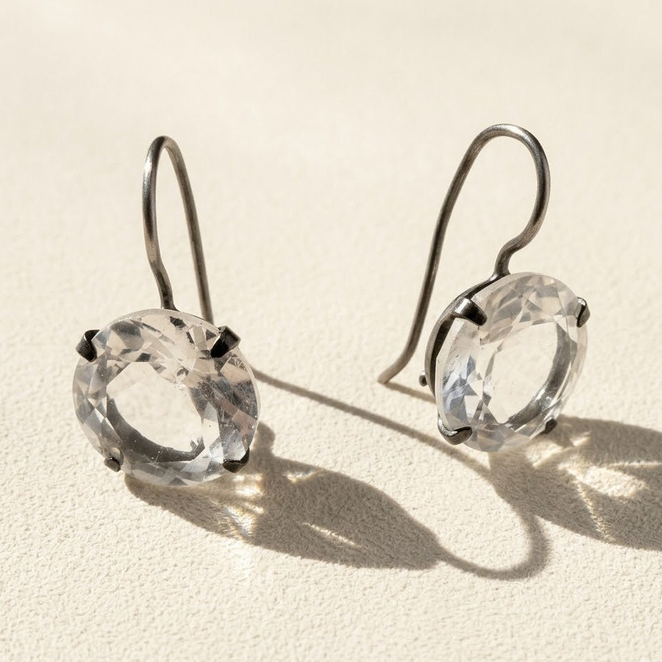 Classic Faceted Stone Drop Earrings