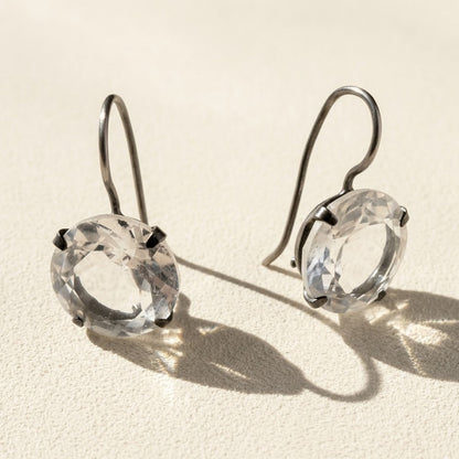 Classic Faceted Stone Drop Earrings
