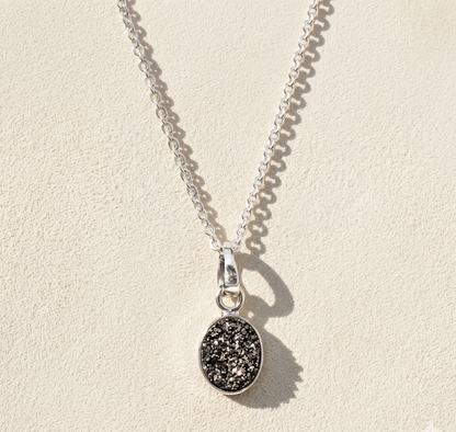 Oval Druzy Pendant Necklace