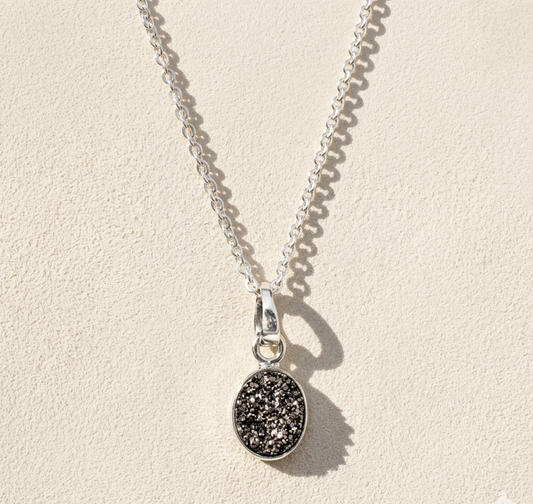 Oval Druzy Pendant Necklace
