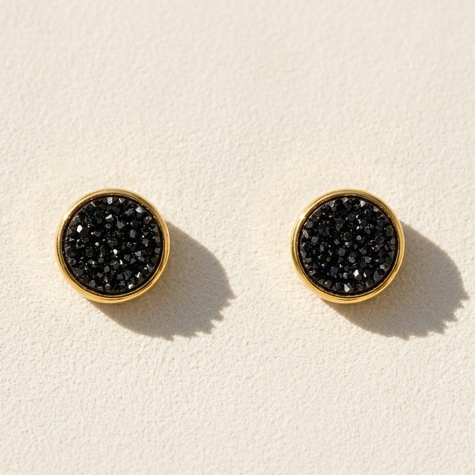 Small Round Druzy Stud Earrings
