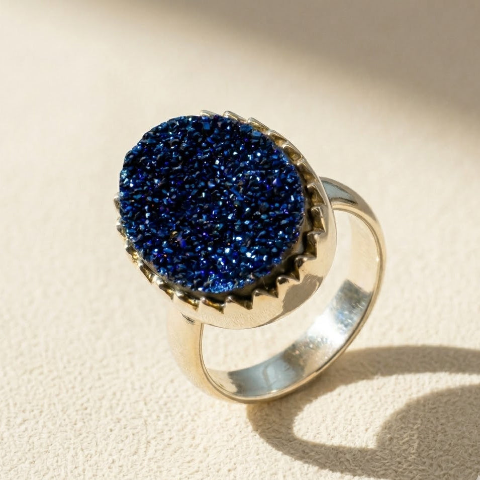 Large Oval Druzy Ring
