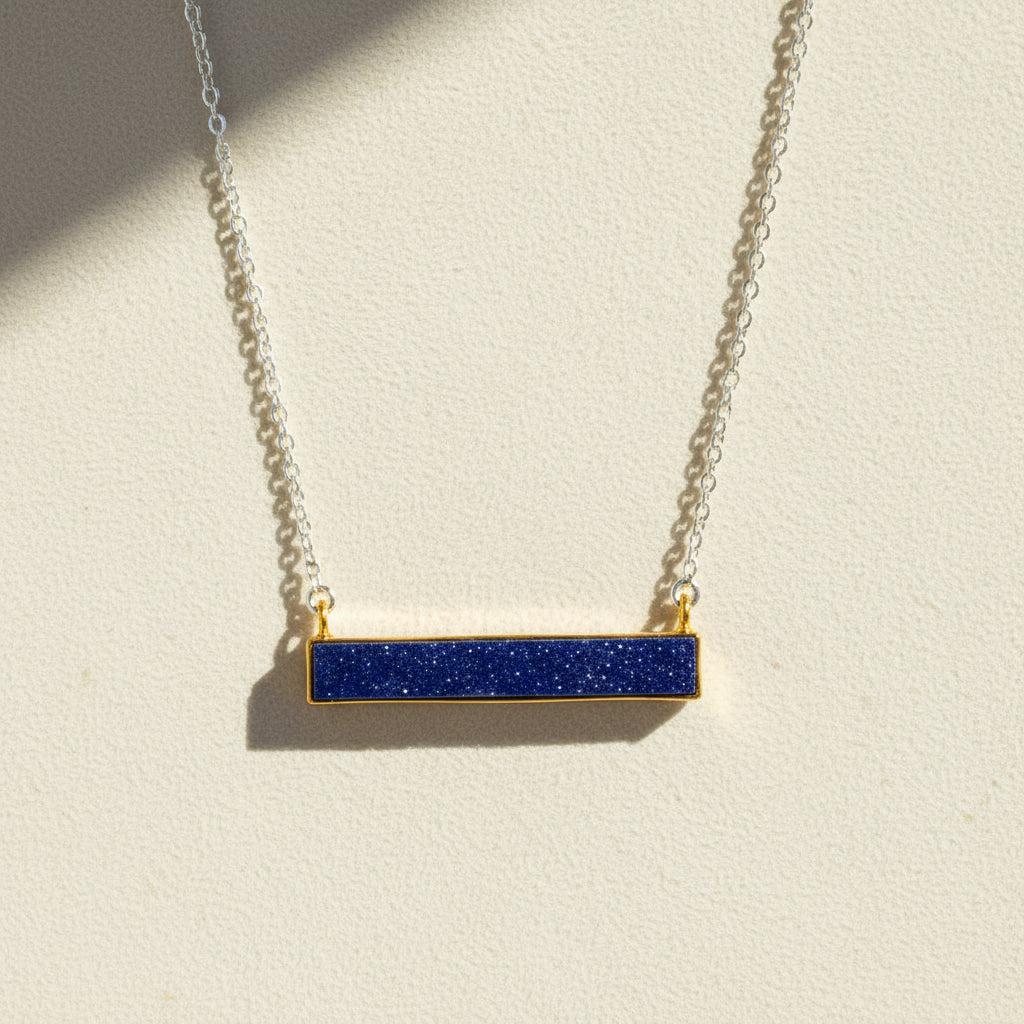 Two-Tone Druzy Bar Necklace