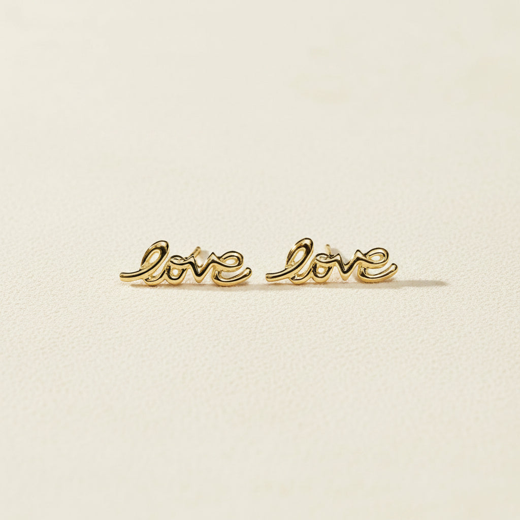 Scripted Love Stud Earrings