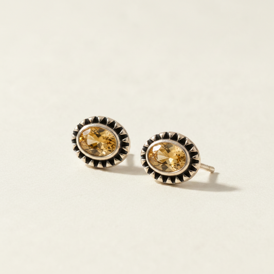 Beaded Gemstone Studs Earrings