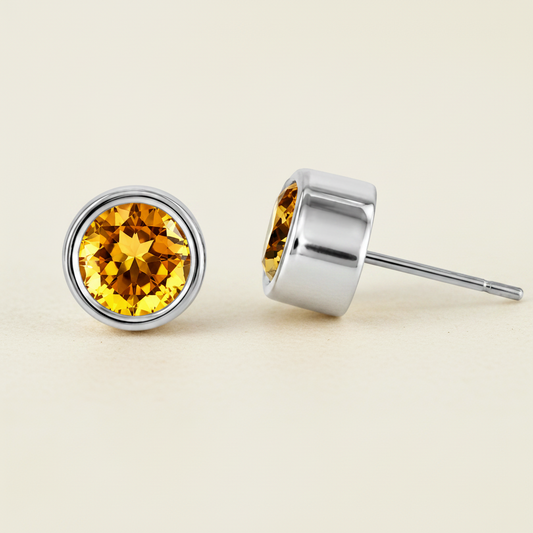 Large Round Gemstone Stud Earrings