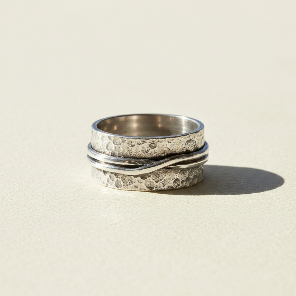 Hammered Wide Band Ring