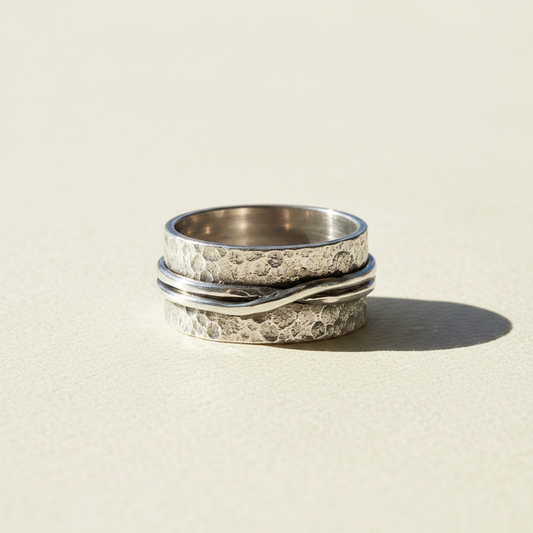 Hammered Wide Band Ring