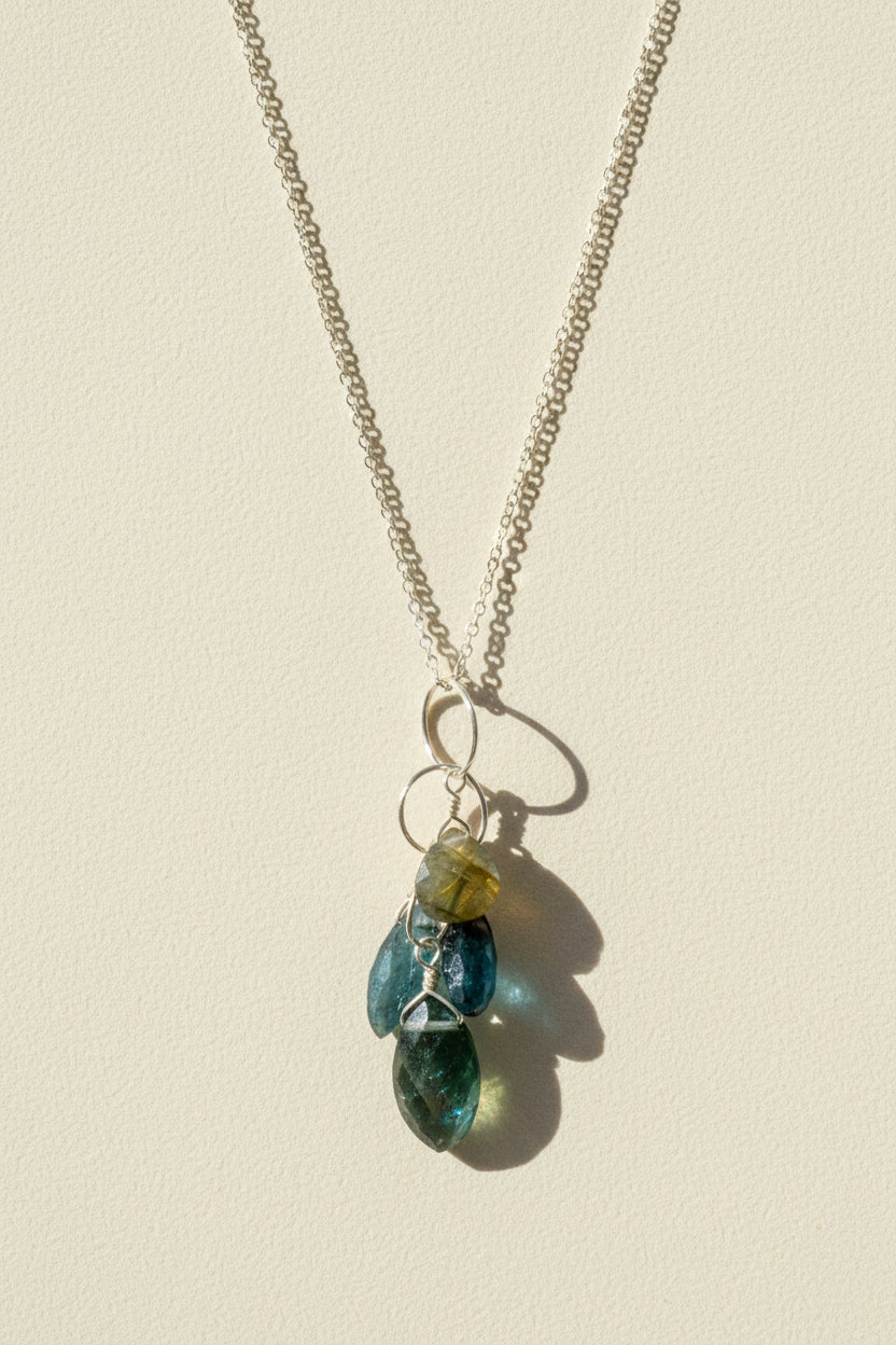 Blue Gemstones Cluster Necklace