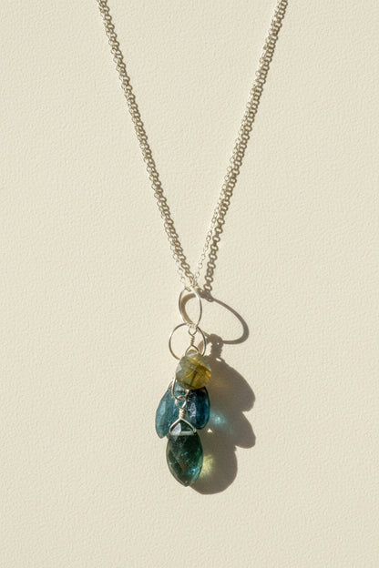 Blue Gemstones Cluster Necklace