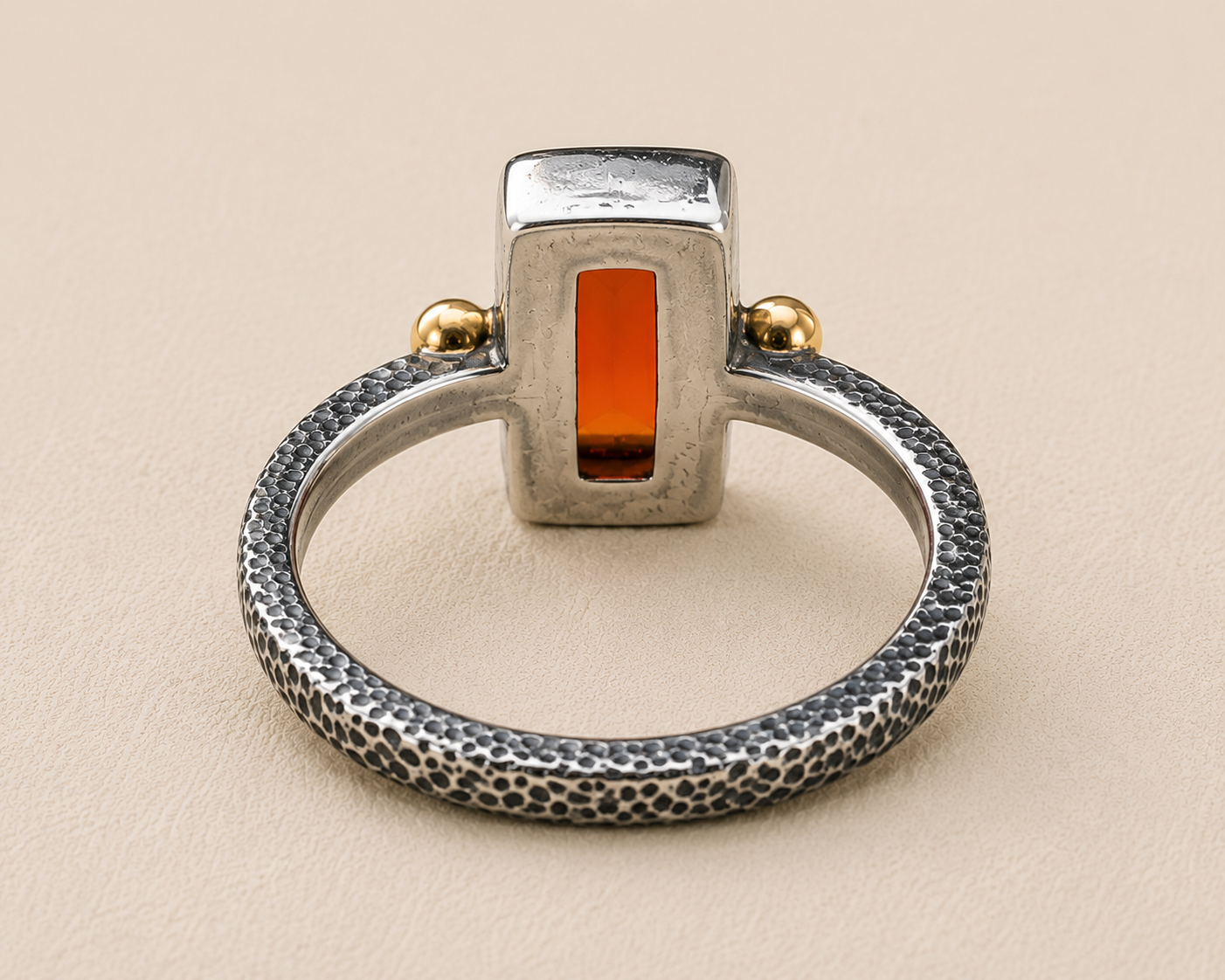 Carnelian Brass & Sterling Ring