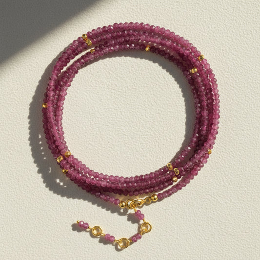 Pink Tourmaline Gemstone Wrap Bracelet/Necklace