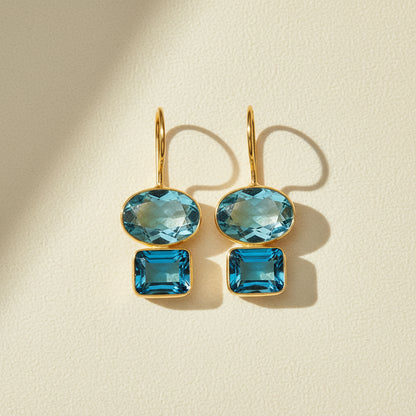 Sky Blue & Teal Double Valencia Earrings