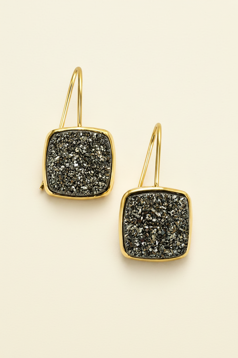 Square Druzy Drop Earrings