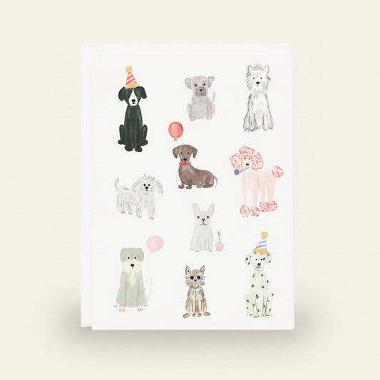 Sheet of dog-themed temporary tattoos on a white background