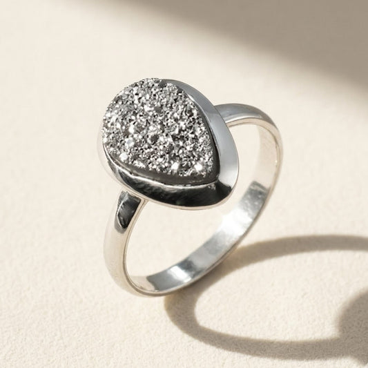 Small Teardrop Druzy Ring