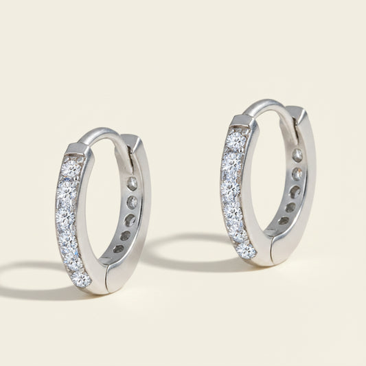 Clear CZ Stone Huggie Hoop Earrings