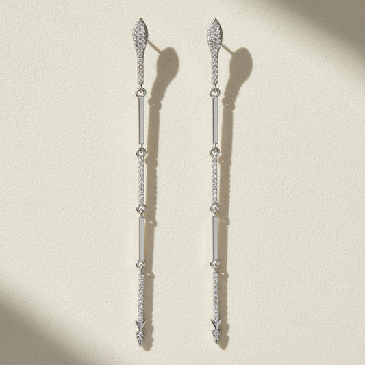 Sterling Silver CZ Dangle Earrings