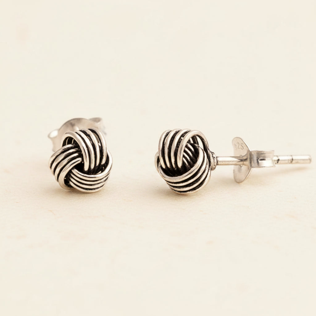 Oxidized Knot Stud Earrings