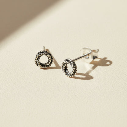 Open Braid Twisted Rope Knot Loop Stud Earrings
