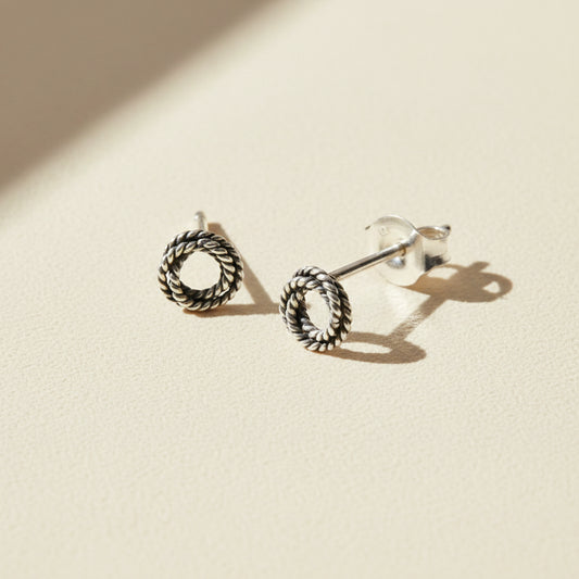 Open Braid Twisted Rope Knot Loop Stud Earrings