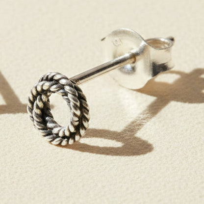 Open Braid Twisted Rope Knot Loop Stud Earrings