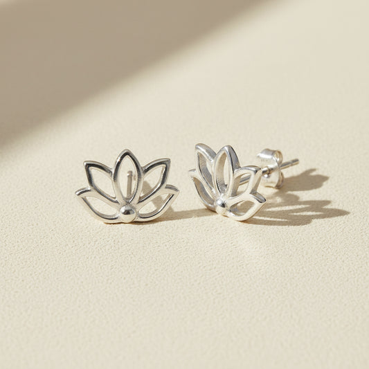 Lotus Flower Stud Earrings