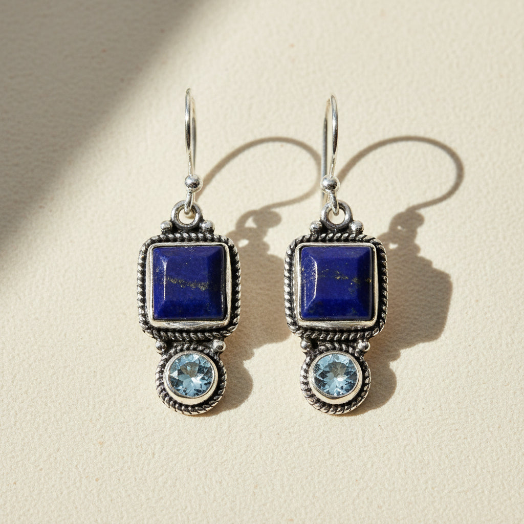Midnight Duet Gemstone Earrings
