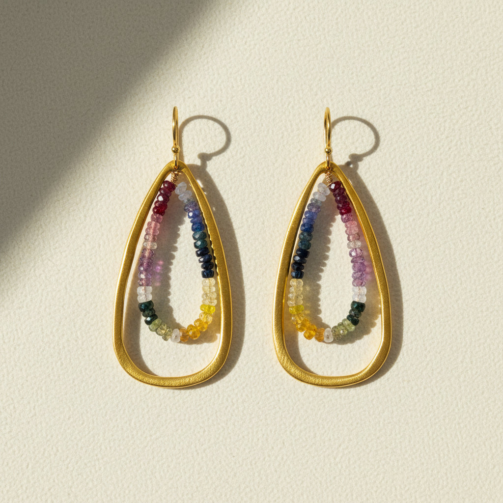 Multicolor Sapphire Teardrop Earrings