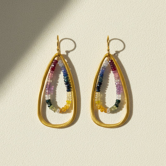 Multicolor Sapphire Teardrop Earrings
