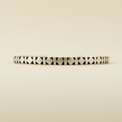 Hand Carved Diamond and Stripe Pattern Cuff Bracelet