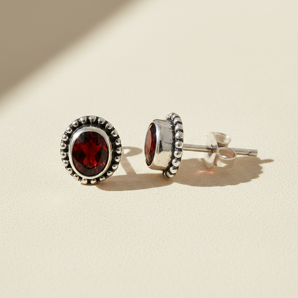 Beaded Gemstone Studs Earrings
