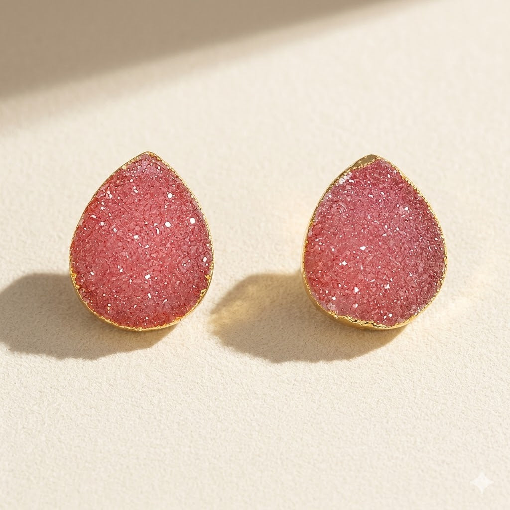 Teardrop Druzy Stud Earrings