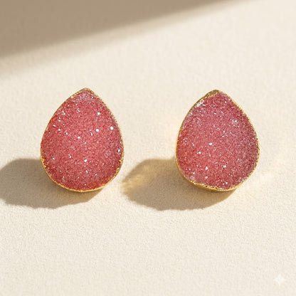 Teardrop Druzy Stud Earrings