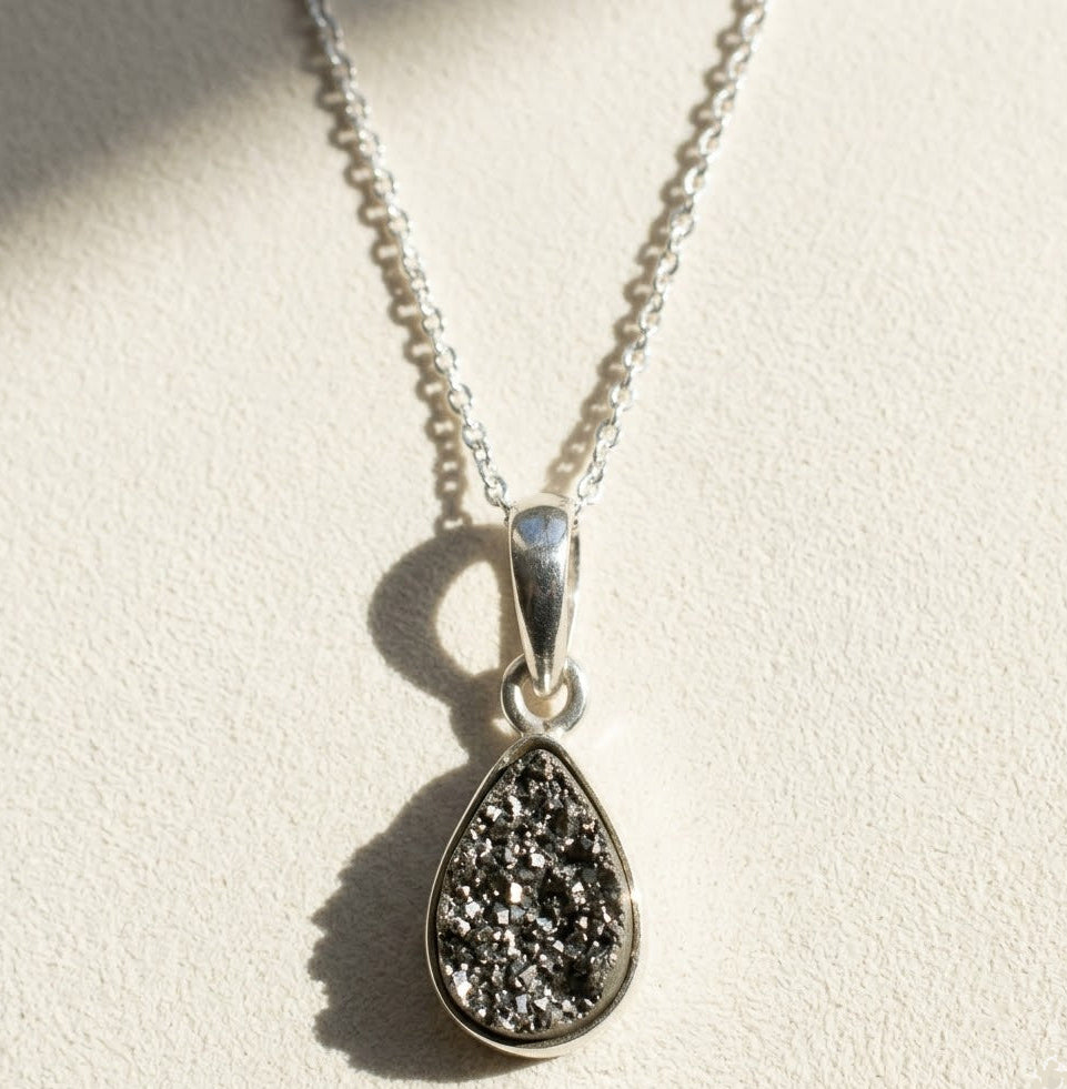 Small Teardrop Druzy Pendant Necklace