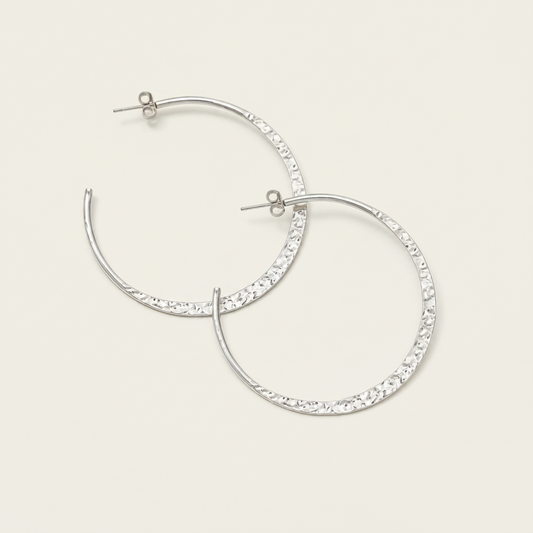 Medium Hammered Hoop Earring with Post