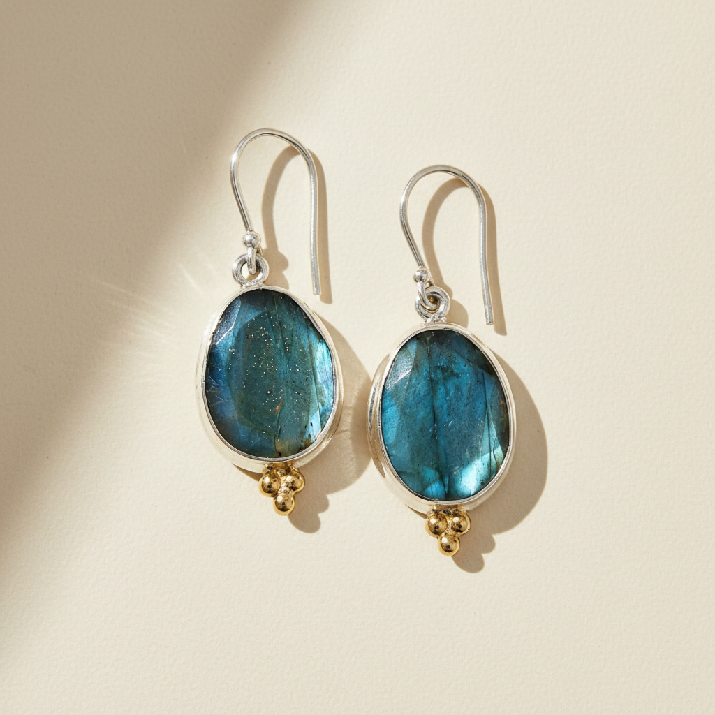 Faceted Labradorite Gemstone Earrings