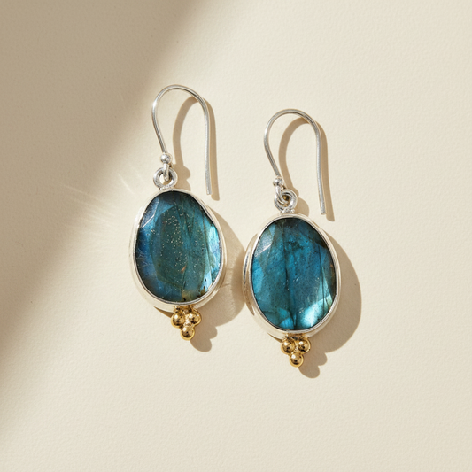 Faceted Labradorite Gemstone Earrings