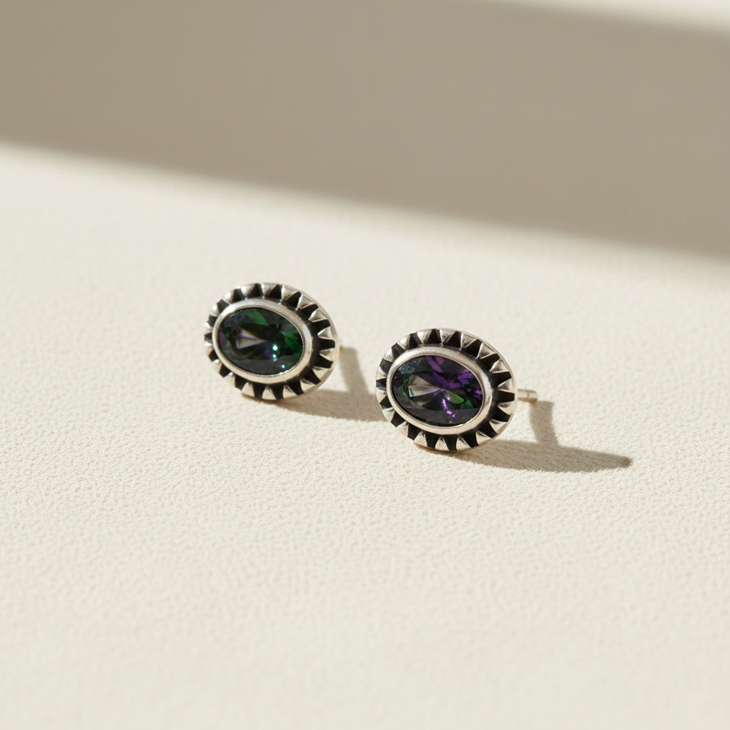 Beaded Gemstone Studs Earrings