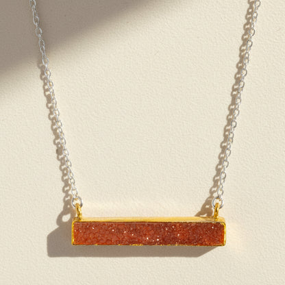 Two-Tone Druzy Bar Necklace