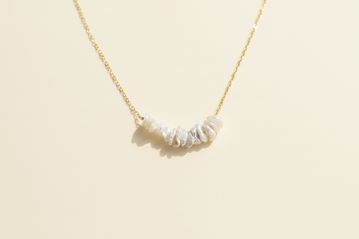 Keishi Pearl Row Necklace