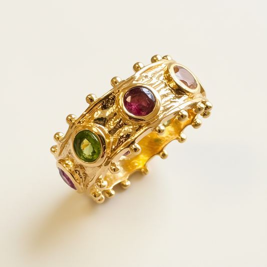 Multi-Stone Beaded Band Ring