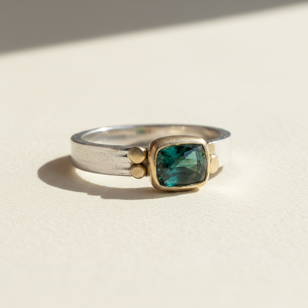 Deep Green Tourmaline Aura Ring