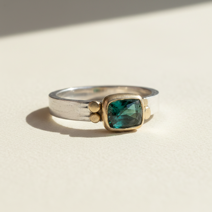 Deep Green Tourmaline Aura Ring