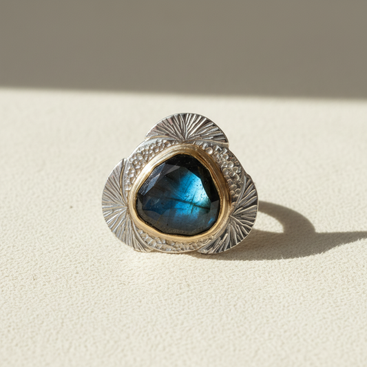 Contemporary Mixed Metal Labradorite Tidepool Ring