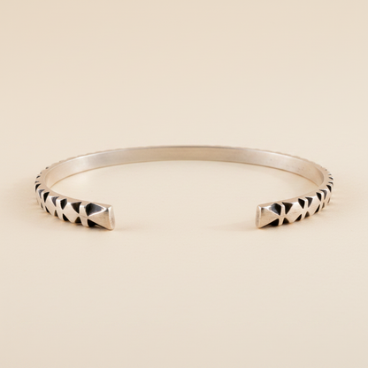 Hand Carved Diamond and Stripe Pattern Cuff Bracelet